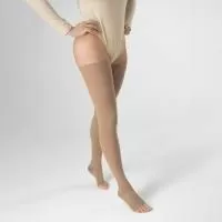 Чулки компрессионные Тривес ТК.230 унисекс 1 класс компрессии с открытым носком и гладкой резинкой цвет бежевый  