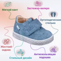 Туфли ортопедические детские TWIKI TW-415-2 кожаные цвет джинс