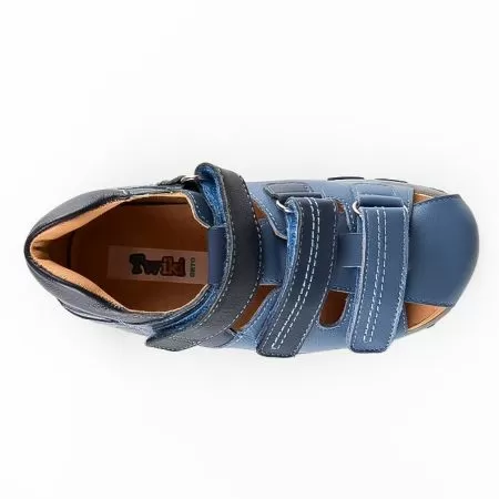Сандалии ортопедические детские TWIKI TW-134-18 кожаные с открытым носом цвет синий 