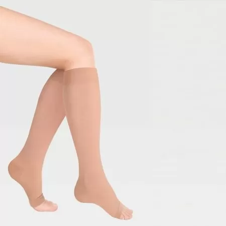 Гольфы компрессионные IDEALISTA ID-210 унисекс 2 класс компрессии с открытым носком цвет карамель 