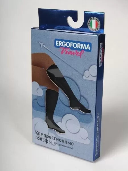 Гольфы компрессионные Ergoforma Travel 341 для путешествий унисекс 1 класс компрессии с закрытым носком черные 