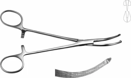 Зажим Микулича с кремальерой д/прикрепл. белья к брюшине, 165 мм, детский ТМ-З-116